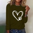 thumbnail image 2 of ibuvkizy Womens Sweatshirts Valentines Day Love Heart Printed Round Neck Pullover Long Sleeved Casual Womens Sweatshirts Army Green,XXL, 2 of 4