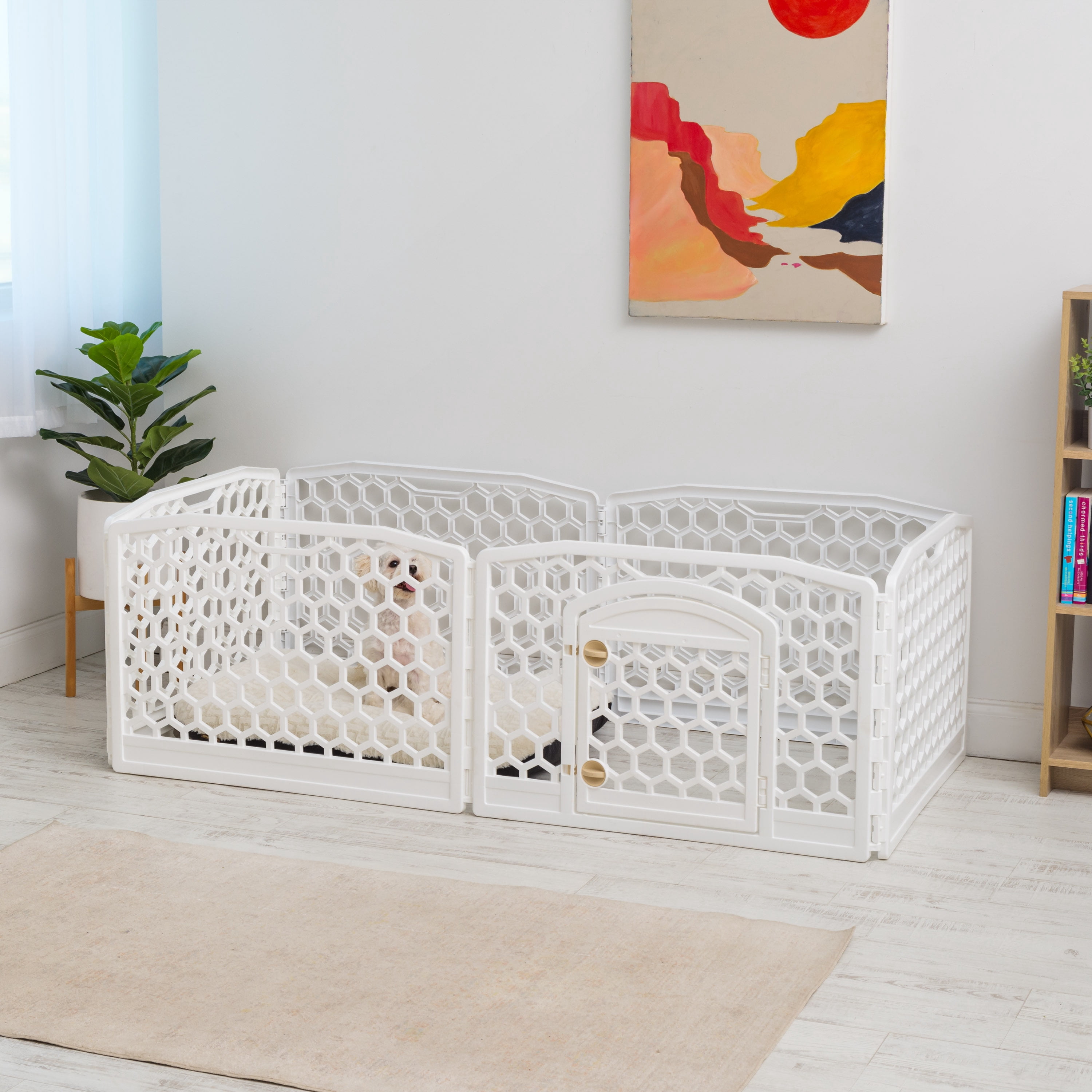 IRIS, Dog Exercise Playpen, White, 24-in, 6-Panel