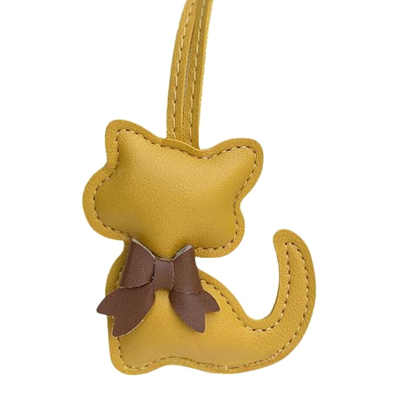 Zeiwohndc Fashionable Feline Pendant Keyring PU Leather Decorative Purse Ornament Charm