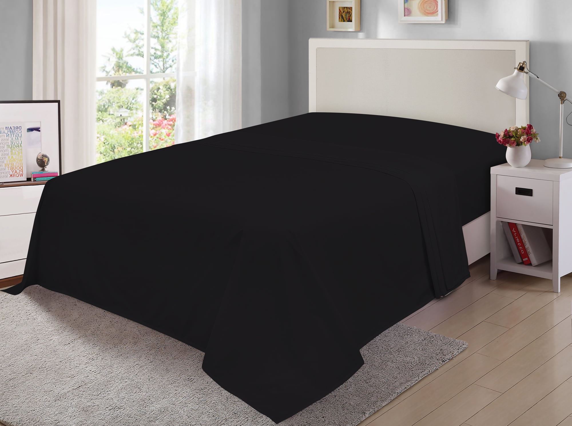 Mainstays 300 Thread Count Easy Care Percale Bed Sheet Set,Twin/Twin XL, Rich Black, 3 Piece