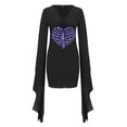 thumbnail image 5 of De Vestido gótico de alas de murciélago negras para mujer con estampado de corazones, disfraz de Halloween, ropa de fiesta, moda gótica, 5 of 5