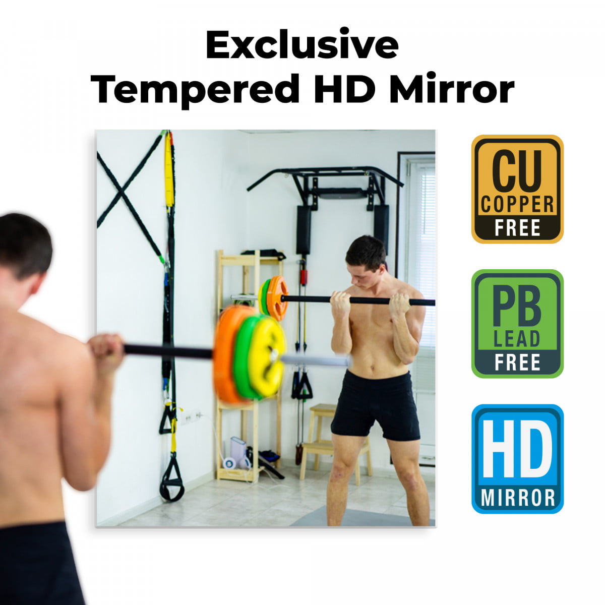 HD Tempered Wall Mirror Kit For Gym And Dance Studio 48 X 72 Inches With  Safety Backing by Fab Glass and Mirror 