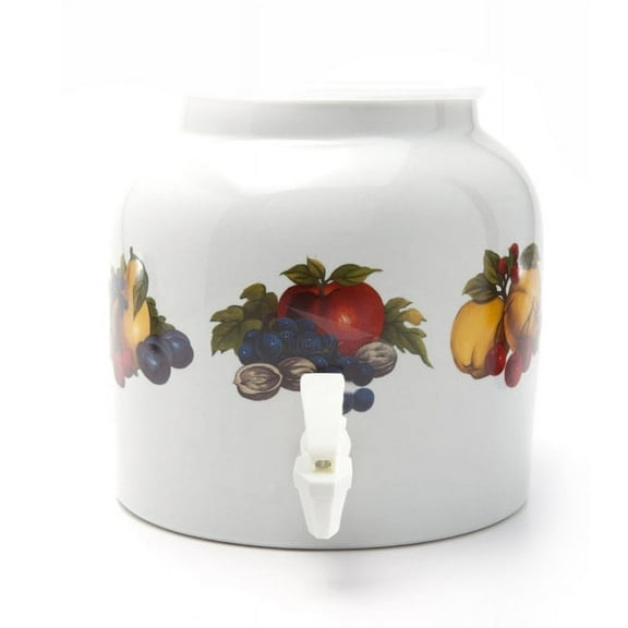 Fruit Garden Porcelain Water Beverage Dispenser Crock - 2.2 Gallons | Lead Free