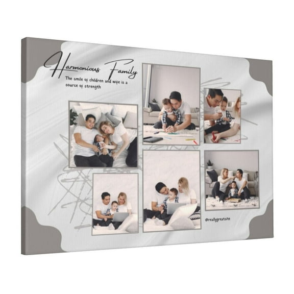 Custom Canvas Prints Gray & White Abstract Family Personalized Photo Image Collage DIY Framed Kit Wall Art Picture Room Decor 16x20 inch