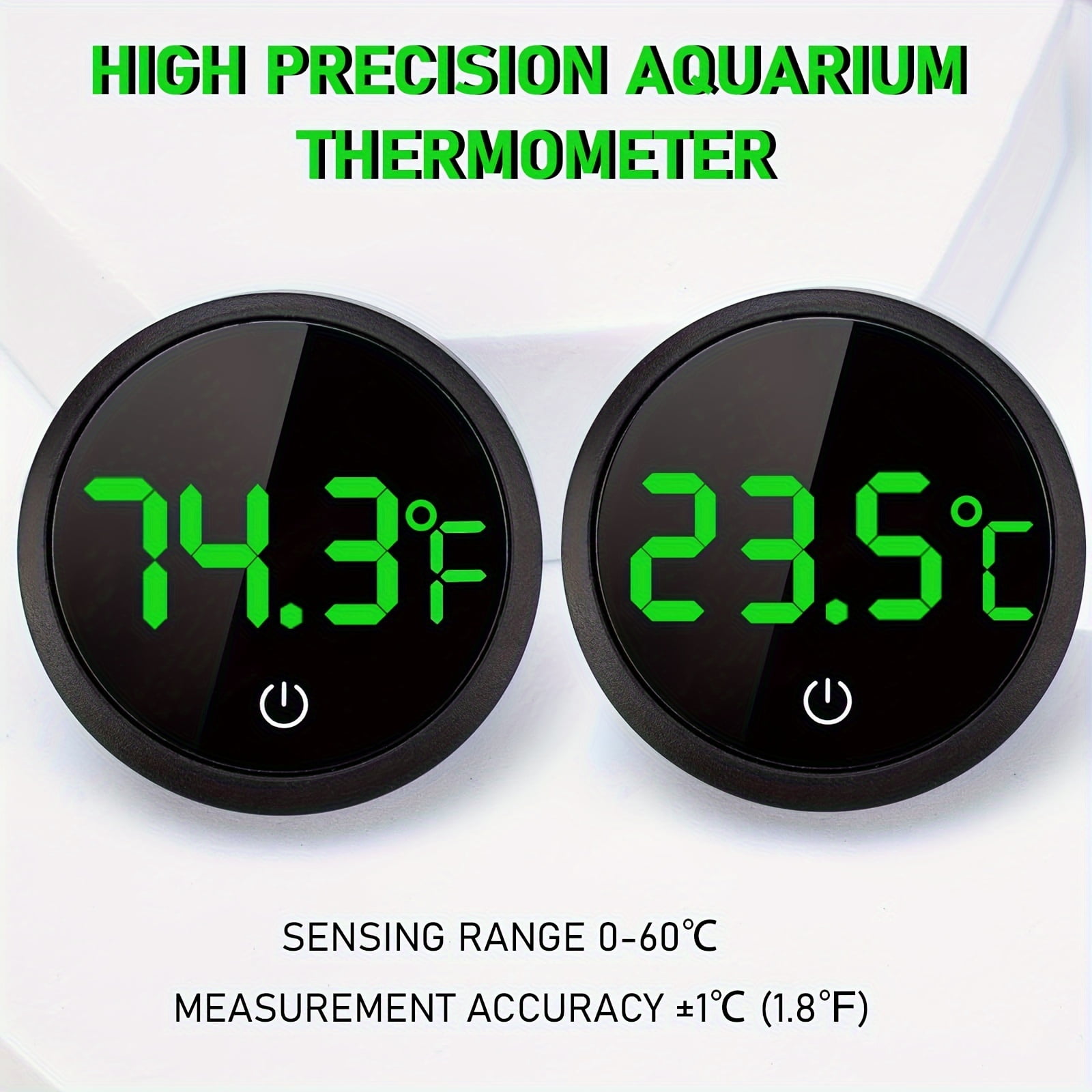 Fish Tank Digital Thermometer, YITUMU Accurate LED Display to ±0.9°F Tank Thermometer Aquarium Temperature Measurement Suitable for Fish, Axolotl, Turtle or Aquatic
