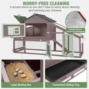Aivituvin Mobile Chicken Coop with Run Large Hen House with Wheels Chicken House Poultry Cage with Nesting Box, Pull-Out Tray for 3-5 Chickens Brown