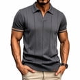 thumbnail image 2 of FRSASU Men's Business Casual Knit Polo Shirt Short Sleeve Lapel Collar Lightweight Summer office Tops Dark Gray-A, 2 of 5
