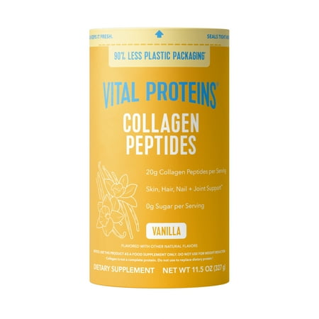 Vital Proteins Grass-Fed Collagen Peptides Powder Supplement, Vanilla Flavor, 11.5 oz - Joint, Hair, Skin, and Nails Support