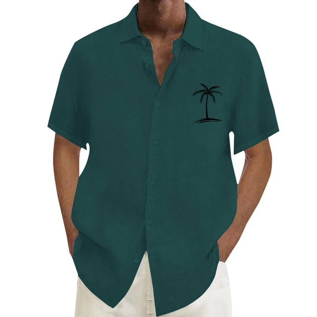 XDZJLR Chemises pour Hommes Décontractées Été Plage Manches Courtes Mode Imprimé Cocotier