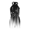 thumbnail image 5 of Lcziwo Summer Short Rompers for Women Halter Neck Lace Up Boho Floral Print Jumpsuits Backless Cinch Waist Casual Loose Overalls with Pockets Black,XXL, 5 of 7