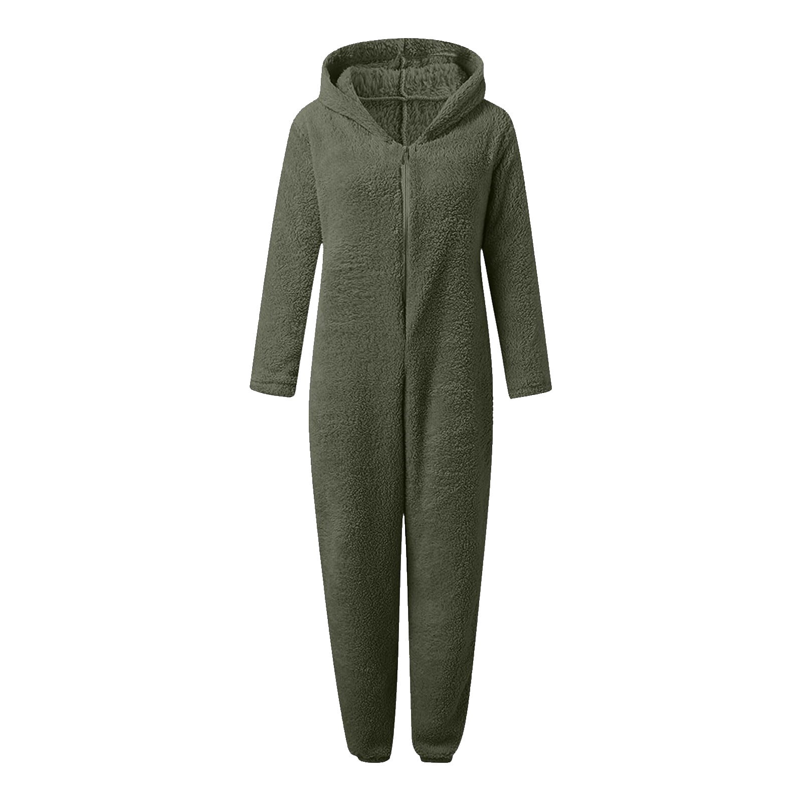 Otqutp Girls Fleece Onesie Fleece Warm Sherpa Bed Jumpsuit Kids Cute Plain Zip up Long Sleeve Soft Hooded Romper for Winter