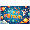 thumbnail image 2 of Space Theme Happy Birthday Banner Astronaut Design Colorful Planets for Kids Party Celebration Decoration, 2 of 7