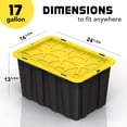 thumbnail image 2 of 4 Pack of Large 17 Gallon Plastic Storage Bin Tote Organizing Container with Secure Latching Lids, Stackable, Extra Strength Clear with Built in Handle - Black and Yellow, 2 of 6