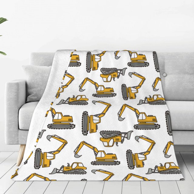 Balery Funny Excavator Manta de Felpa Suave y Acogedora – Cobija de Franela Aterciopelada para Cama, Lavable y Cálida para Sofá, Mascotas, Transpirable-50"x40"