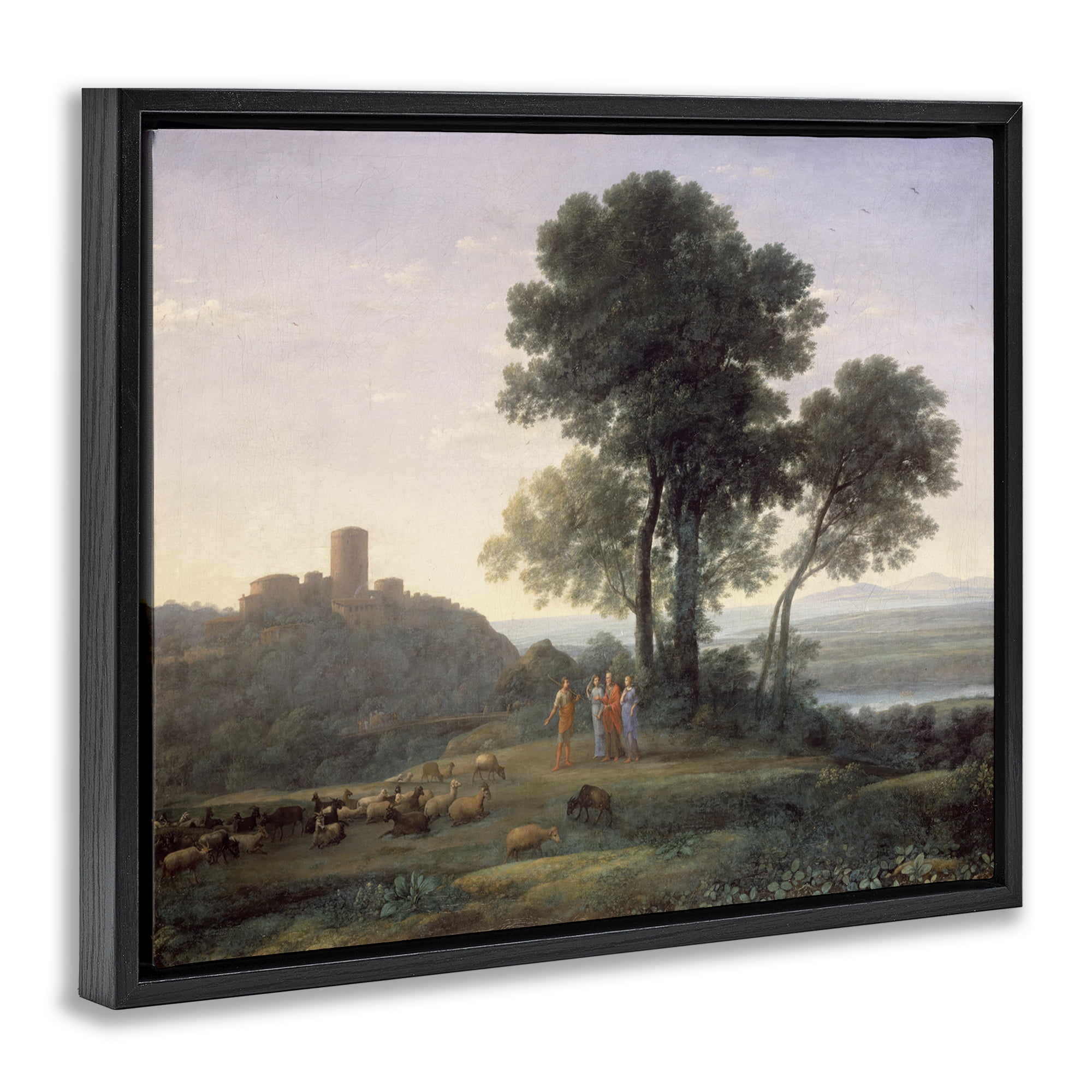 Stupell Industries Classic Claude Rural Landscape Landscape & Nature Painting Black Floater Framed Canvas Art Print Wall Art, 21 x 17