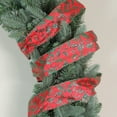thumbnail image 2 of Northlight Sparkly Red and Green Holly Christmas Wired Craft Ribbon 2.5" x 16 Yards, 2 of 3