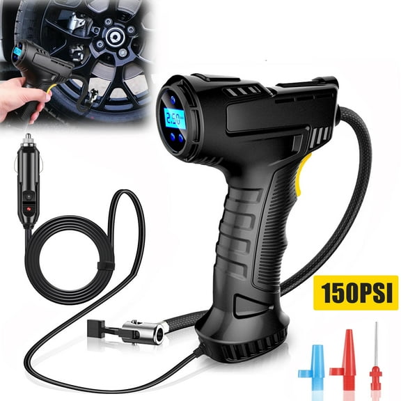 SPEEDWOW Cordless Tire Inflator Portable Air Compressor, 12V 150PSI Digital Pump with Dual Power, LED Light, Auto Shut-Off for Car, Bike, Ball, Air Mattress