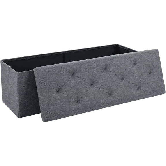 43 Inches Folding Storage Ottoman , Ottoman Foot Rest, End of Bed , Storage Chest for Living Room, Bedroom, Entryway, Gray
