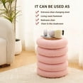 thumbnail image 2 of Tcbosik Upholstered Round Storage Ottoman in Pink Teddy Fleece, Multi-Purpose Footrest, 15" Vanity Stool & Extra Seat with Flip-Top Storage, Sturdy Wood Frame, Holds Up to 350 lbs, 2 of 8