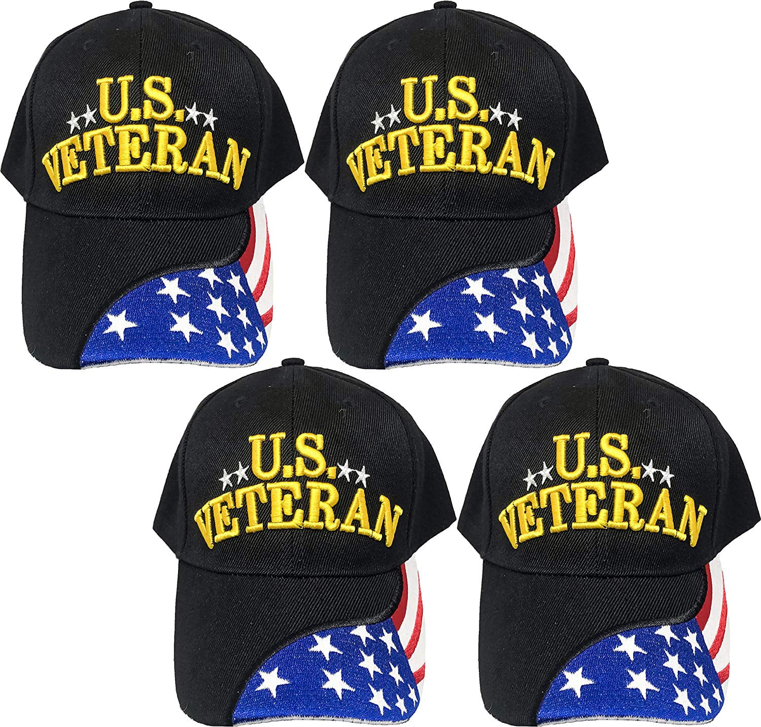 Black Duck Brand Embroidered U.S. Veteran Adjustable Baseball Hat/Cap
