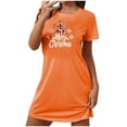 thumbnail image 3 of Sakmal Robes Moomoo Orange pour Femmes Grande Taille Légères de Noël Extensibles Robe de Nuit Col Rond Courte Imprimé Joyeux Noël Manches Courtes Chemises de Nuit P-2TG, 3 of 4