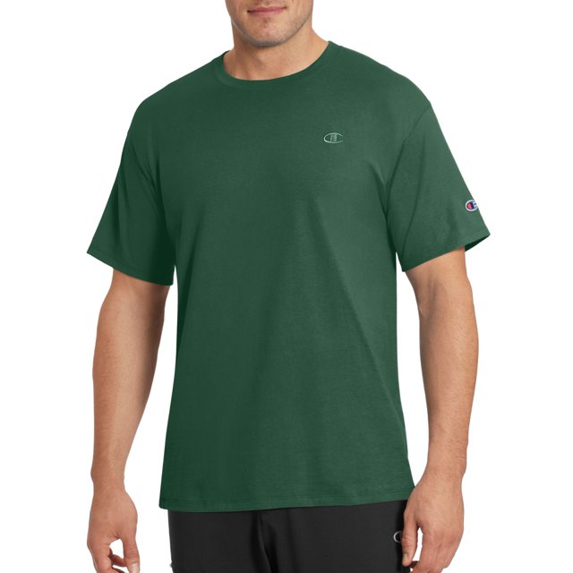 Champion Mens Classic Jersey Tee, L, Dark Green