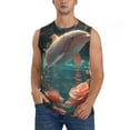 thumbnail image 3 of Uemuo Flower White Dolphin Pattern Men's Sleeveless T-Shirt,Muscle Athletic Tank Top, Moisture-wicking Quick-dry Breathable Classic Tee Top for Gym Run Outdoor Sports-, 3 of 8