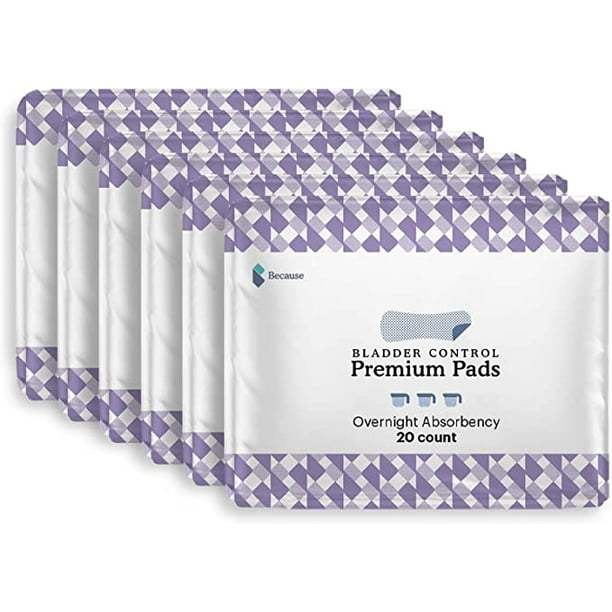 Because Premium Incontinence Pads for Women Discreet, Individually Wrapped Incontinence Liners