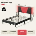 thumbnail image 4 of Bestier Full Size Bed Frame with LED Adjustable Storage headboard, PU Leather Upholstered Platform Bed, Black& Red, 4 of 10