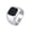 Silver, variant on Men's Stainless Steel Vintage Elegant Square Cut Geometric Plain Smooth Black Agate Gemstone Biker Ring Statement Band Silver Size 8