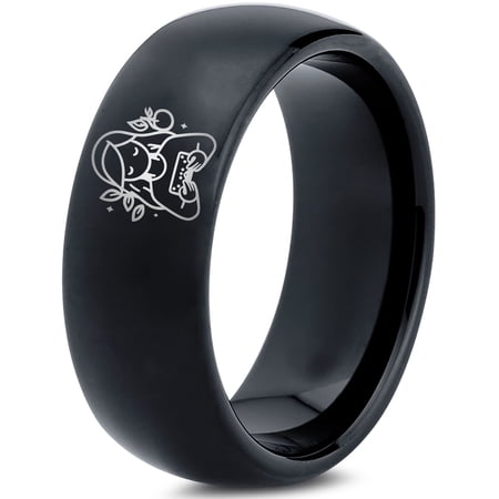 Gamer Black Rings Women Tungsten Best Gifts for Him Men Ring Lawyer Gift Fingerprint Midi