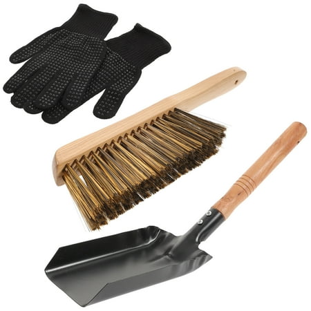 

NUOLUX 1 Set Fireplace Ash Shovel Kit Fireside Ash Shovel Brush Gloves Fireplace Cleaning Tool