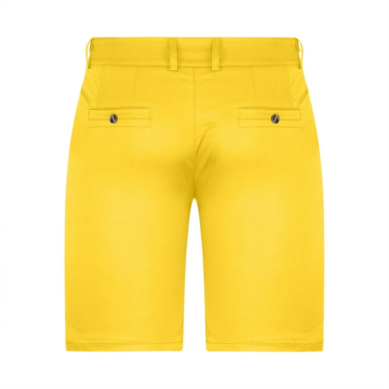 mens yellow dress shorts Mustard Yellow Cotton Tailored Shorts