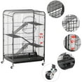 thumbnail image 4 of AEGFKD 37-inch Metal Ferret Chinchilla Cage Indoor Outdoor Small Animals Hutch w/ 2 Front Doors/Feeder/Wheels for Squirrel,Black, 4 of 9