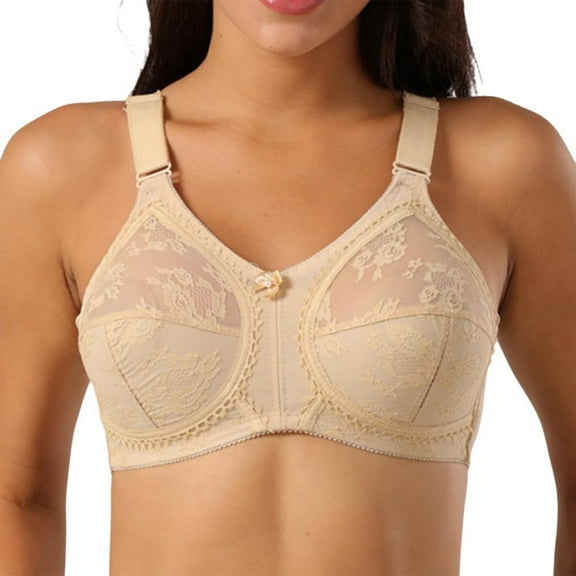 LAST CLANCE SALE! Women's Sexy Bra Semi Sheer Embroidered Lace Demi Bra Unpadded Underwire Unlined See Through Bra, Skin, 100C/44C