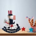 thumbnail image 5 of Lumifun 4th of July Patriotic Wooden Nutcracker Decoration 10.24 inches, Wooden Nutcrackers Rocking Horse Soldier Figurine, Independence Day Home Office Party Decorations, 5 of 5