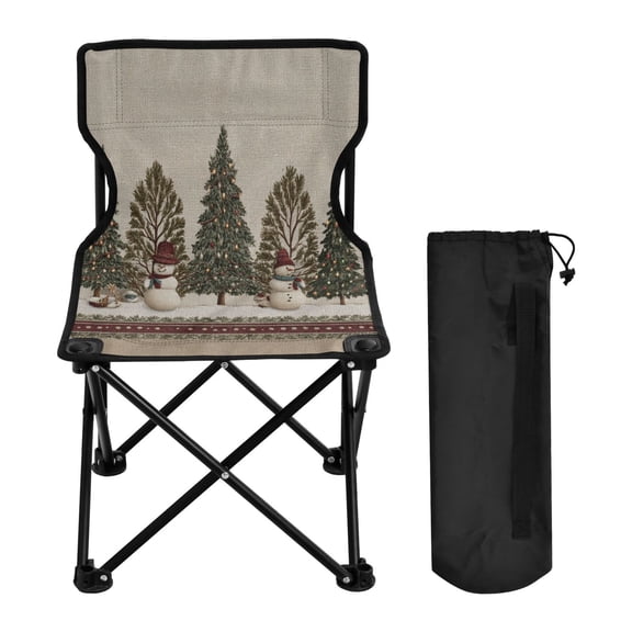 600D Oxford Camping Chair Portable Foldable Chair Supports 220 lbs for Picnic, Fishing, Backpacking Snowmen and Deer in The Forest