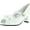 White Patent, variant on Little Angel Womens Amber-517E Fabric Chiffon Floral Decor Peep Toe Mary Jane Kitty Heel Pump