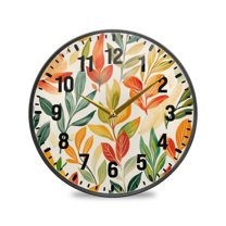 Yayeee Wall Clock Battery Operated 11.9" Silent Non-Ticking for Living Room, Orange Autumn Leaves