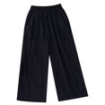 thumbnail image 4 of YONGHS Kids Girls Casual Baggy Wide Leg Palazzo Pants Solid Color Beach Trousers with Pockets Black 13-14, 4 of 7