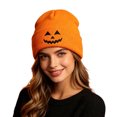 thumbnail image 2 of Jamicy Women's Beanies Hats Fashion Embroidered Pumpkin Knitted Beanie Hat Winter Thick Warm Soft Cute Hat for Winter Fall, 2 of 5