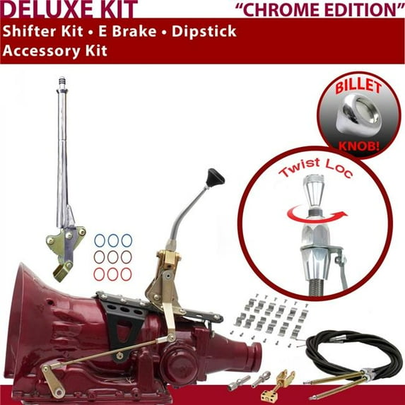 American Shifter PG Shifter Kit Chrome 8 in. E Brake Cable Clamp Dipstick for EE3FE