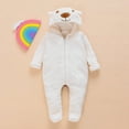 thumbnail image 3 of Esaierr Newborn Baby Cartoon Bear Ears Hooded Jumpsuit Boys & Girls Zipper Warm One-Piece Romper 0-12M Solid Color Romper, 3 of 7