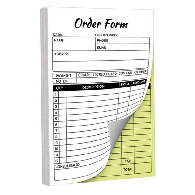 Libro de recibos, libro de facturas de venta, fácil de usar, material de oficina, recibo de venta, 2 copias sin carbón para pequeñas empresas Formulario de pedido