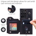 thumbnail image 4 of Crossbody Wallet Case for Samsung Galaxy S22 Ultra with Card Slot Holder, Magnetic Flip Folio Purse Case, PU Leather Zipper Handbag with Detachable Lanyard Strap & Shoulder Strap, Black, 4 of 10