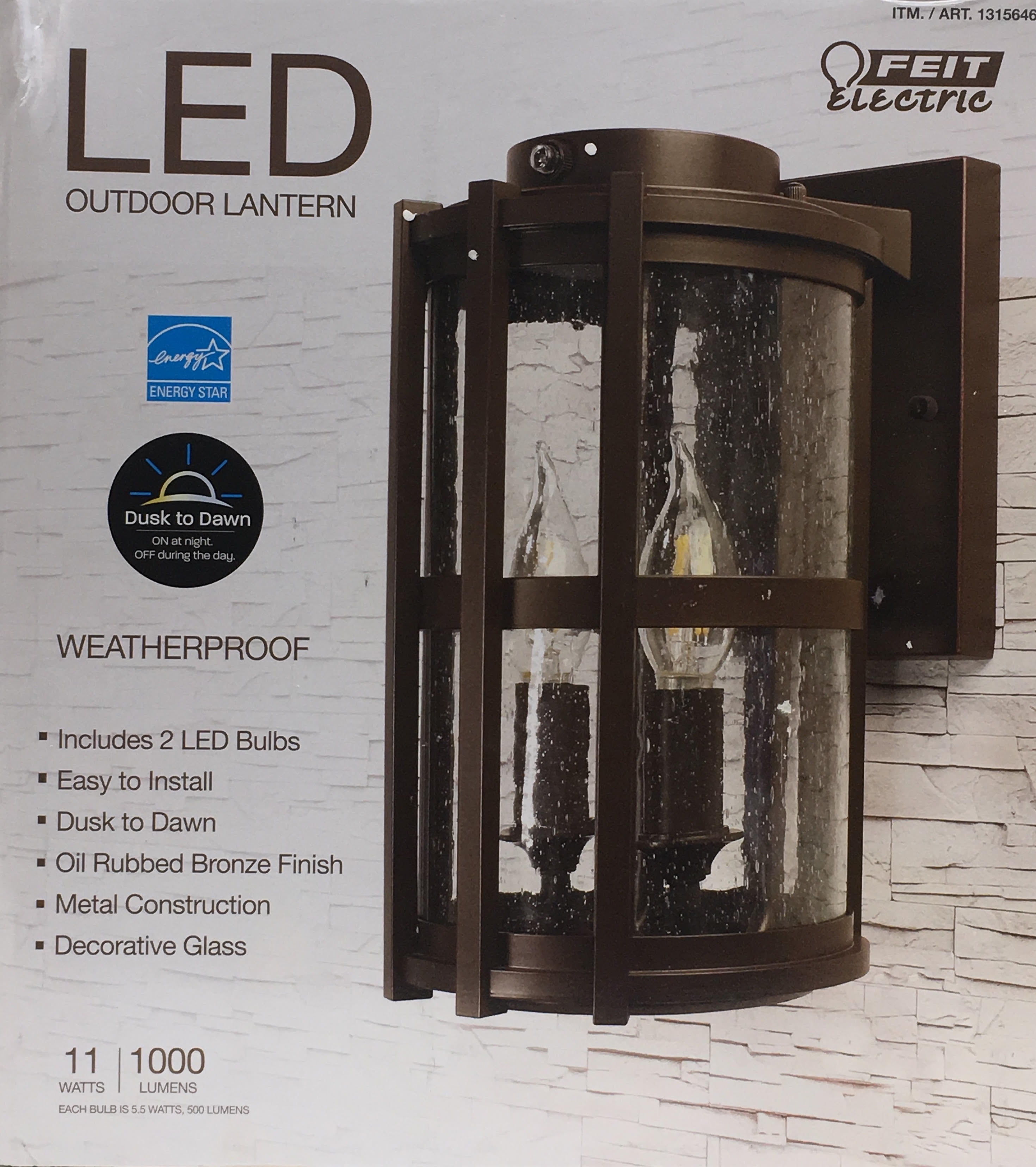 Feit Electric LED Outdoor Lanterns Weatherproof 2 Pack Oil Rubbed Bronze NEW 