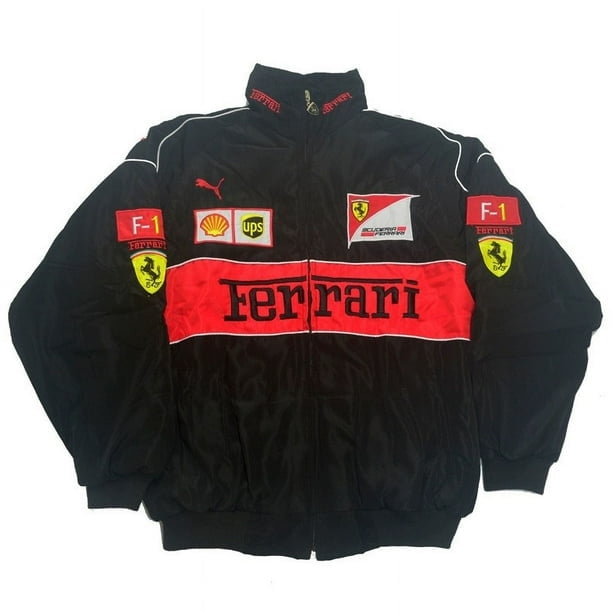 F1 Racing Suit Full Style Retro Style College Style Jacket Cotton Jacket Autumn And Winter Cotton Jacket A187 Full Embroidery Black
