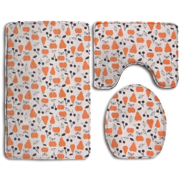 ABPHQTO Dulce otoño Juego de alfombras de baño de 3 piezas Alfombra de baño Alfombra de contorno y tapa de inodoro