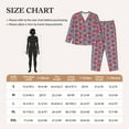 thumbnail image 3 of KLL Hand Drawn Strawberry Print Women's Long Sleeve Pajamas with Pants Sleepwear Loungewear 2 Set-Small, 3 of 7
