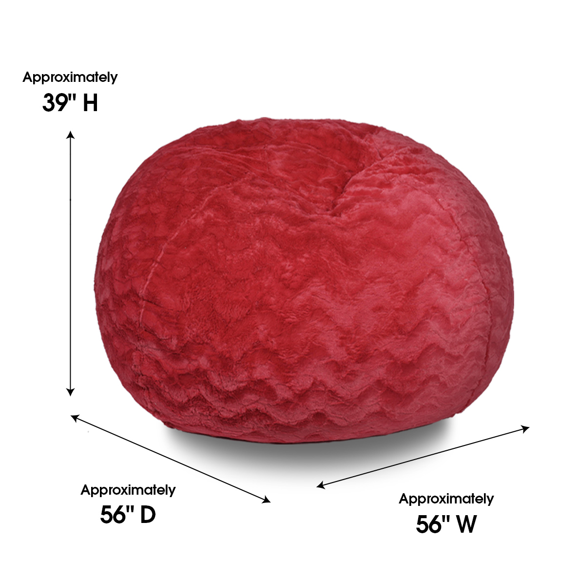Yoneston 5ft Faux Fur Bean Bag Chair, Plush Bean Bag with Washable Cover & Dual Liners for Kids Adults Bedroom Living Room, Red